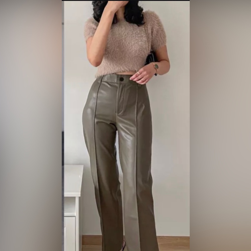 ZARA FULL LENGTH FAUX LEATHER FRANCOISE PANTS - Picture 2 of 11